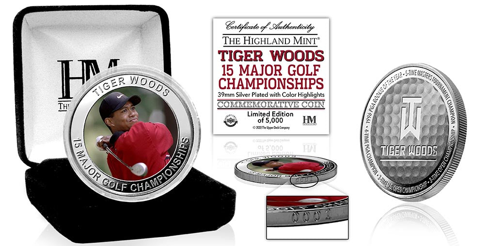 Tiger Woods 15 Major Golf Championships Commemorative Silver Plated Coin - Perfect for Golf Fans, Collectors, and Sports Memorabilia Enthusiasts