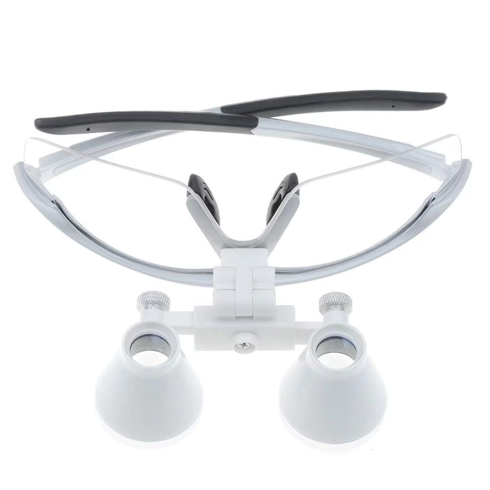 3.5X Binocular Magnifier Glasses with LED Headlight - Silver Professional Loupe Spectacles for Jewelry Making, Watch Repair & Dental Examination