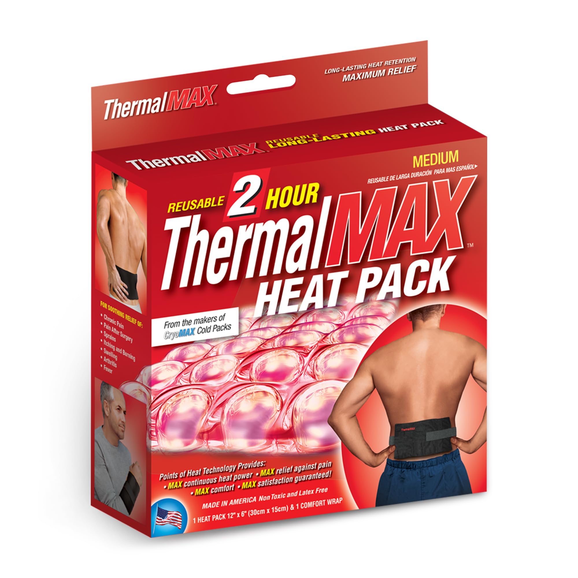 Reusable Heat Pack for Pain Relief - Long-Lasting 2-Hour Therapeutic Heating Pad with Adjustable Straps | Fast-Heating Muscle Comfort Wrap for Knee, Back & Hip Pain | Ideal for Post-Surgery Recovery, Arthritis & Period Cramps | Medium Size