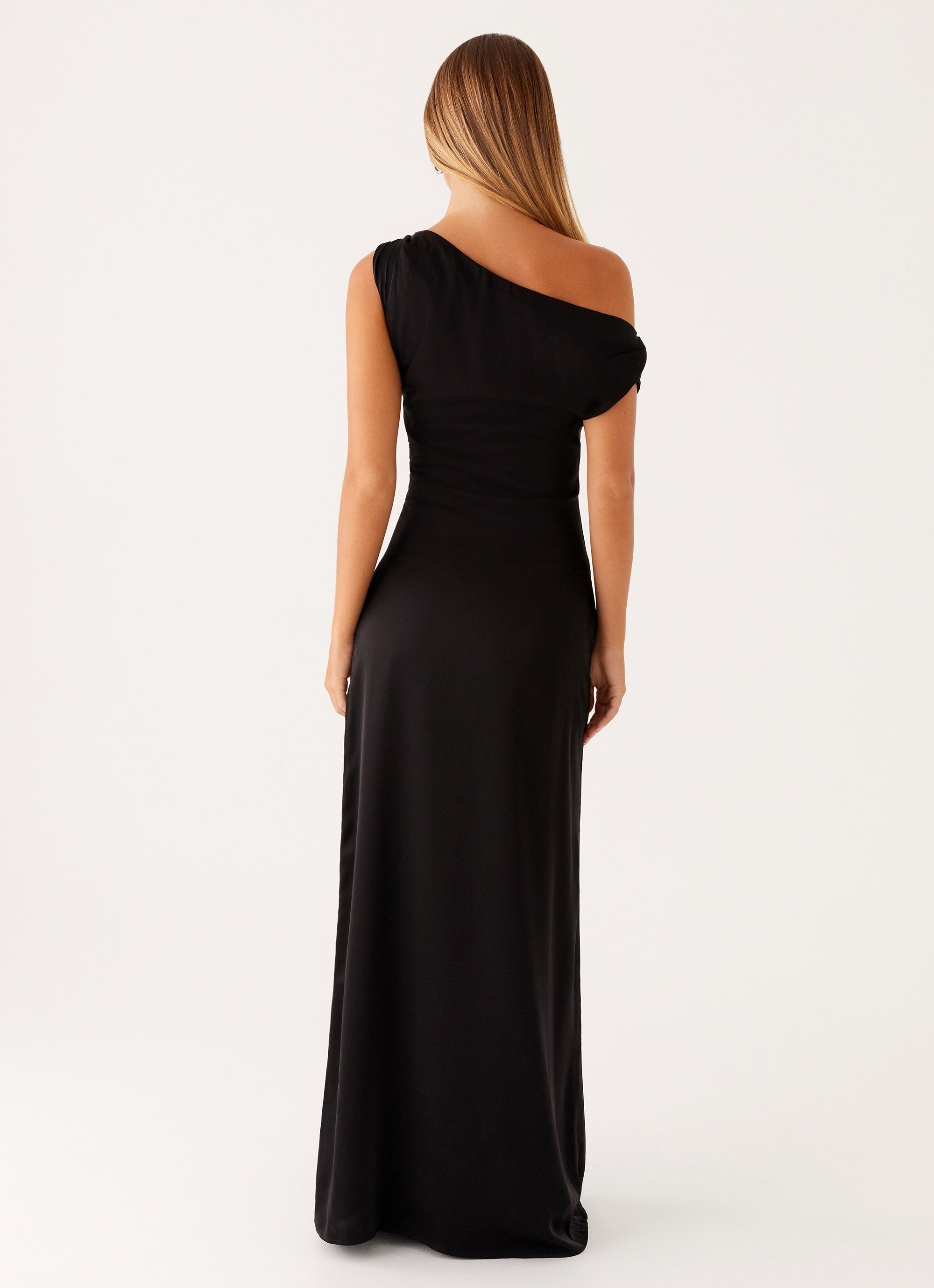 Heart of Glass Satin Maxi Dress - Elegant Black Evening Gown for Women | Perfect for Weddings, Parties & Special Occasions