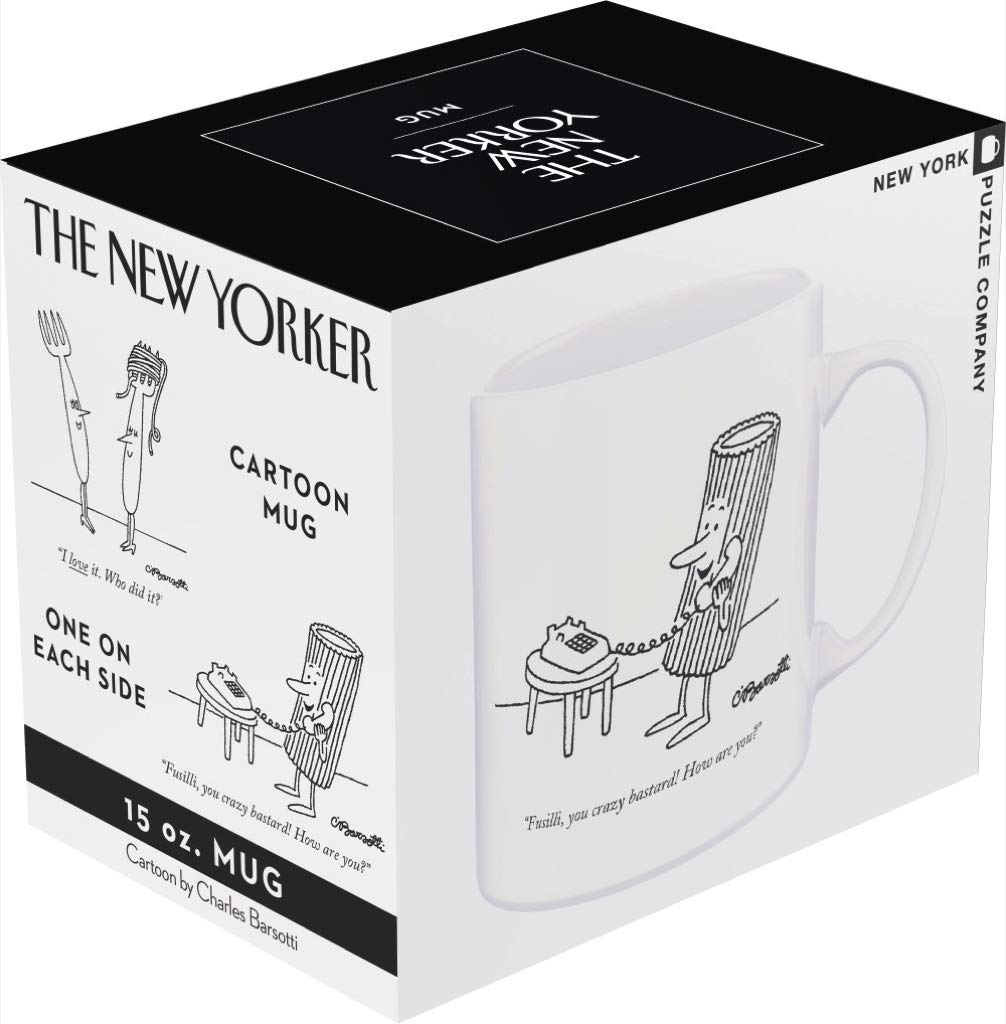 New Yorker Pasta Cartoons 15oz Porcelain Coffee Mug - Multi-Color Design, Microwave & Dishwasher Safe, 4.25