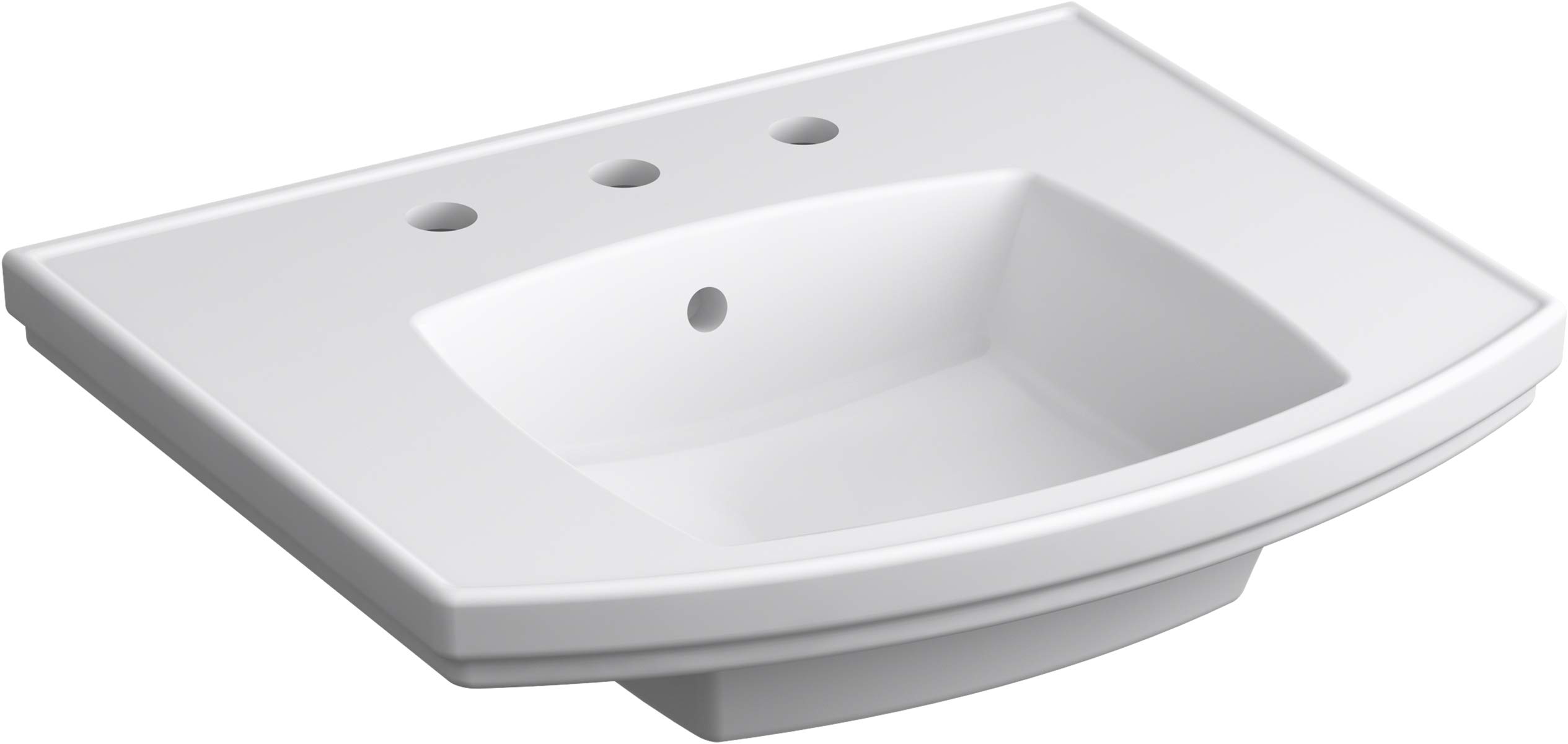 Kohler Kelston Pedestal Bathroom Sink with 8-Inch Centerset Faucet Holes - Modern Vanity Sink for Powder Rooms & Guest Bathrooms