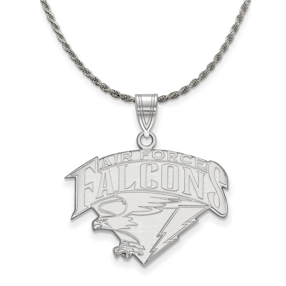 Black Bow Sterling Silver Air Force Academy Large Pendant Necklace - Perfect for Military Graduation Gifts & Patriotic Jewelry Collection