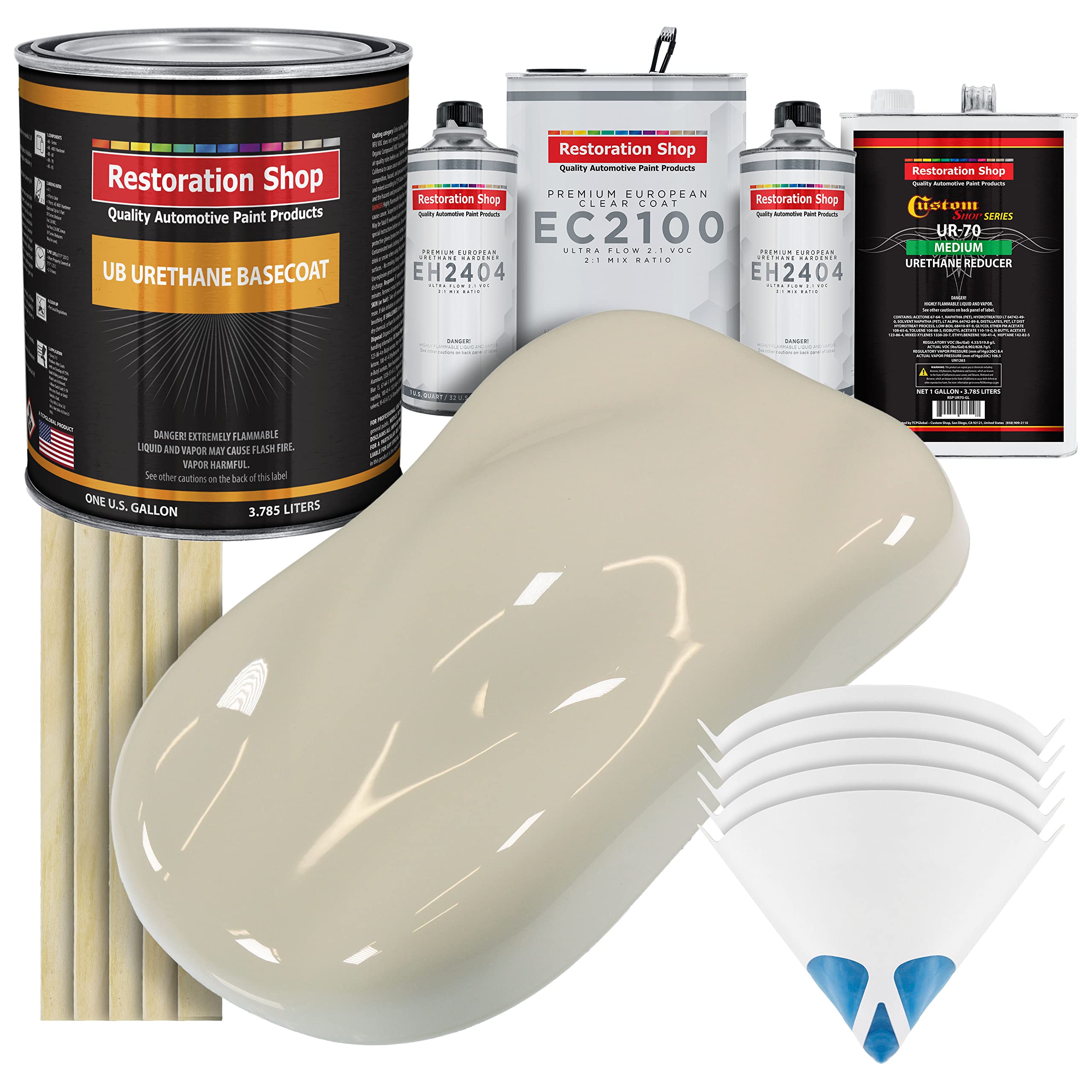 Restoration Shop Olympic White Urethane Basecoat with European Clearcoat Auto Paint - Complete Gallon Automotive Refinish Kit for Cars, Trucks & Motorcycles - Professional-Grade Color Matching & Scratch Repair