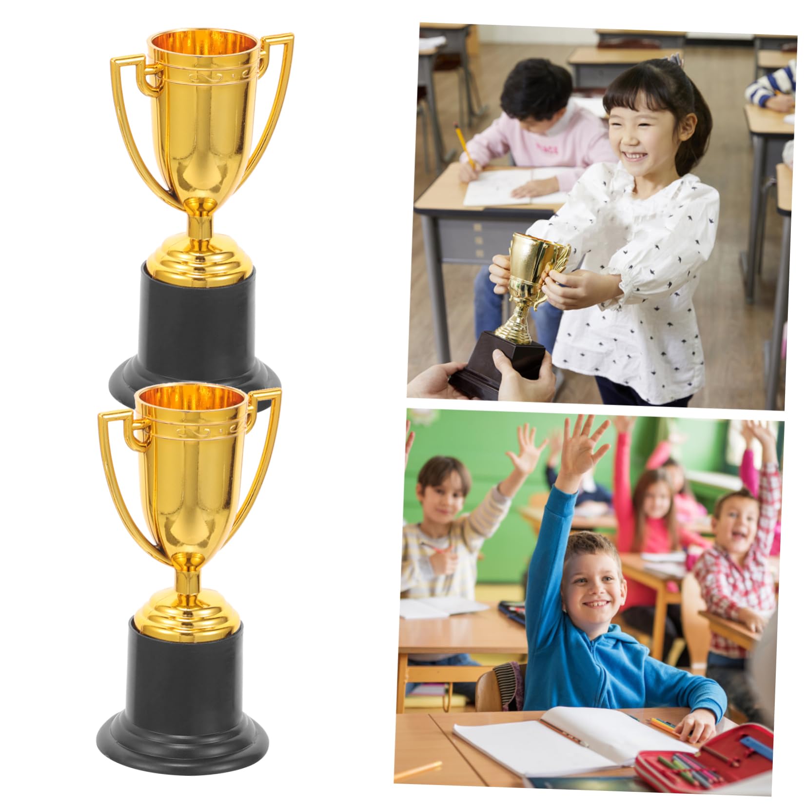Outanaya Mini Gold Trophy Decor - Kids Sports Awards, School Supplies & Reusable Plastic Toys for Classroom Rewards & Party Favors