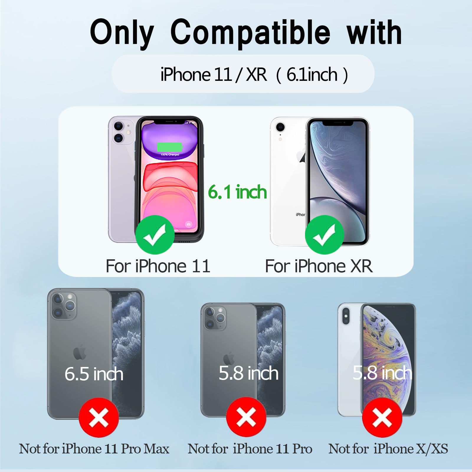 7500mAh Ultra-Slim Battery Case for iPhone 11/XR (6.1 Inch) - Protective Charging Cover with Portable Rechargeable Power Bank | Perfect for Travel, Work & Outdoor Activities