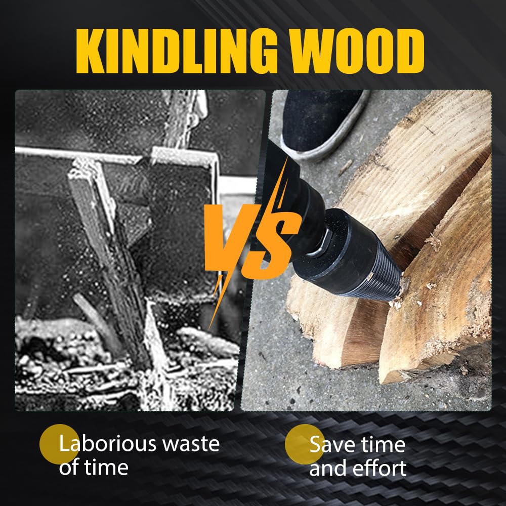 Firewood Drill Bit Set - 4PC 32mm Wood Log Splitter Drill Bits with 3 Screws for Hand Drill | Easy Firewood Splitting Tool for Faster Wood Cutting | Perfect for Camping, Fireplace, Wood Stove & Outdoor Heating