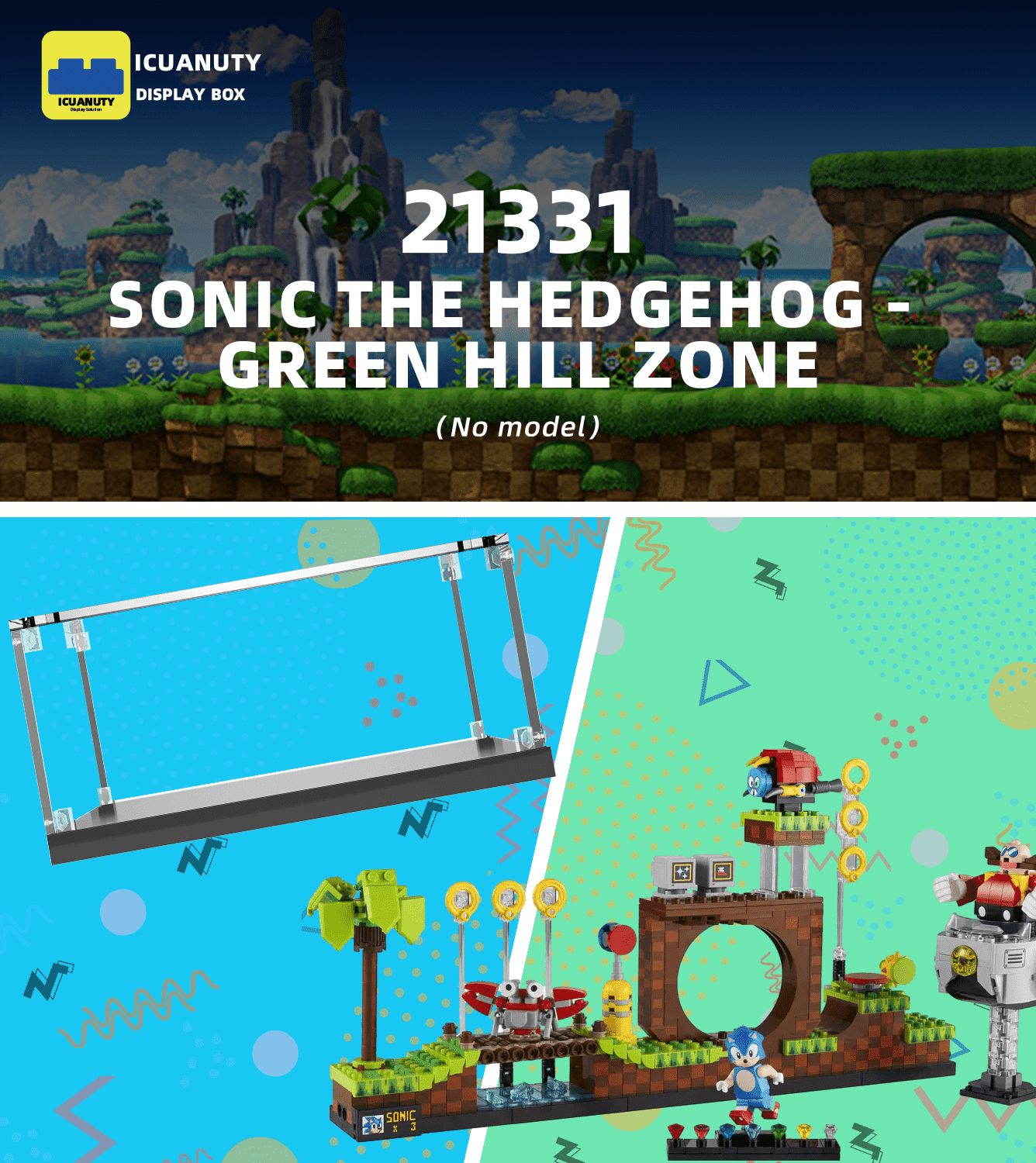 LEGO Sonic the Hedgehog Green Hill Zone 21331 Display Case - Premium Acrylic Protector for Collectible Building Sets - Perfect for Showcasing & Protecting Your LEGO Creations at Home or Office