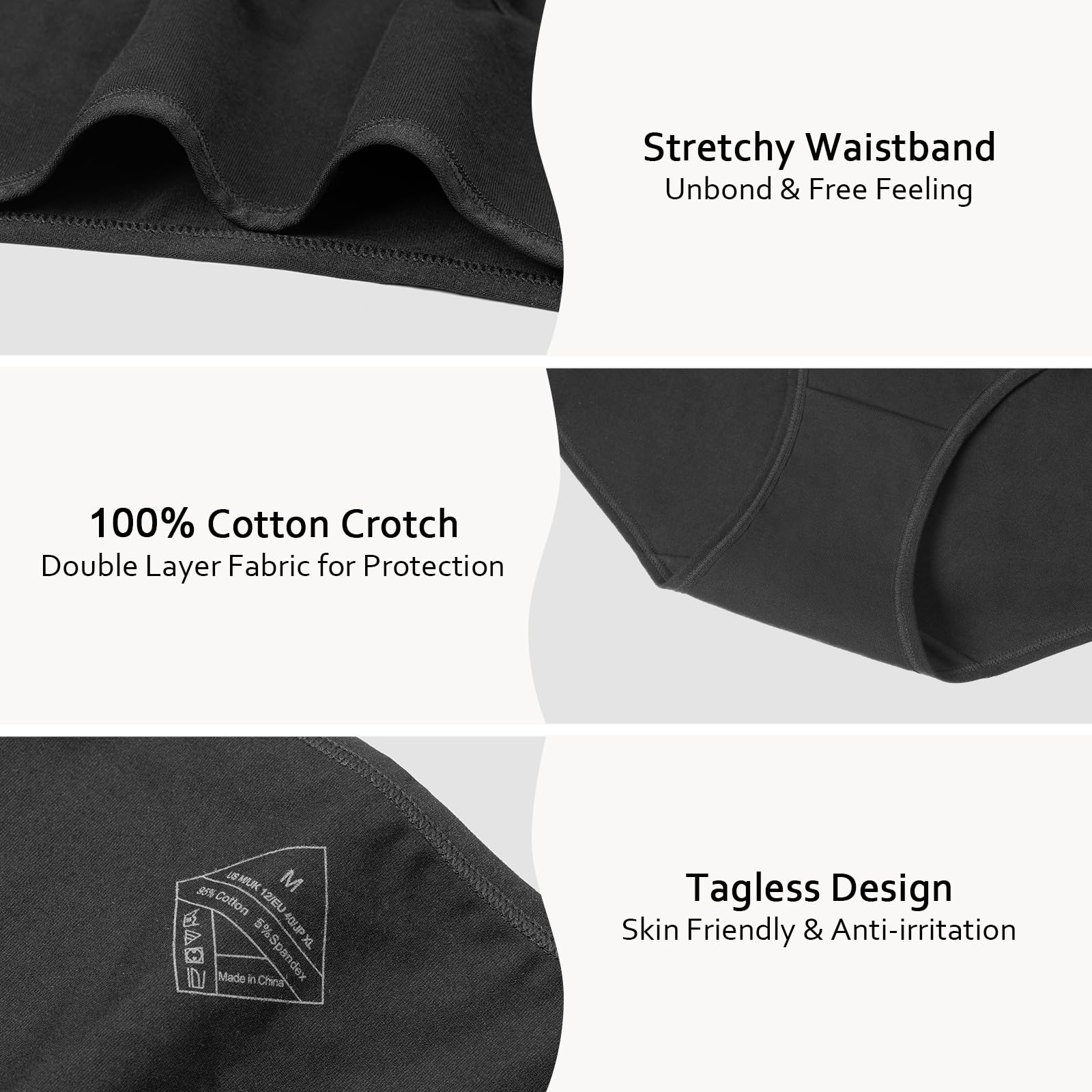 Women's Cotton Low Rise Briefs - Full Coverage Hipster Panties - Breathable Underwear 4 Pack - Comfortable for Everyday Wear, Yoga & Lounge