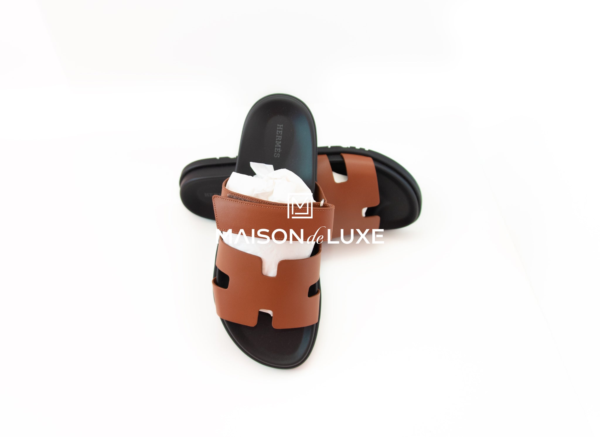 Hermes Men's Gold Chypre Sandal Size 43 - Luxury Leather Slides for Summer, Beach & Casual Outings