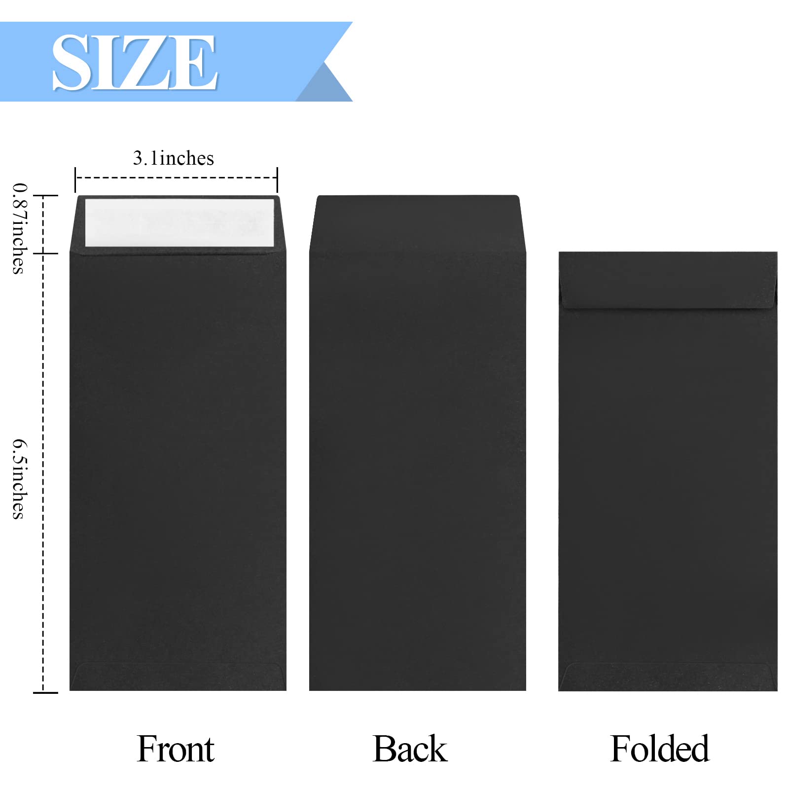 120 Cash Envelopes for Money Saving Challenge - 3.2x6.6 Inch Black Budget Envelopes (80 GSM) for Cash, Coins, Checks, Gift Cards & Tickets - Perfect for Dave Ramsey Envelope System, Personal Finance & Cash Budgeting