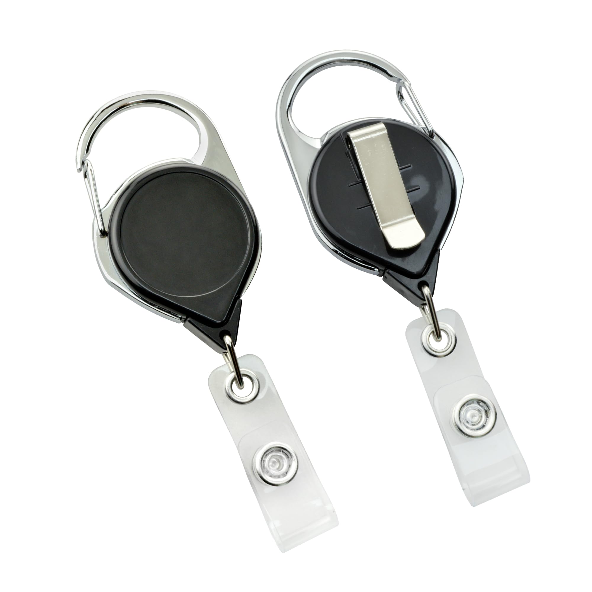 100 Pack Premium Black No Twist Badge Reels with Carabiner & Belt Clip - Extra Long Retractable ID Badge Holder for Nurses, Office Workers, Teachers - Ideal for Hospitals, Schools, Corporate Events & Security Professionals