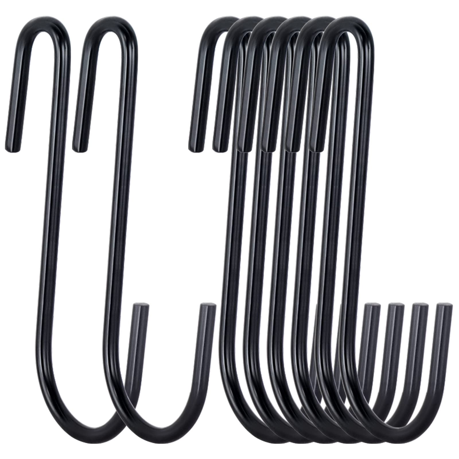 30 Pack 3 Inch Heavy Duty Black S Hooks - Durable Pan Pot Holder Rack Hooks for Kitchen, Garage & Home Organization - Perfect for Hanging Pots, Utensils, Towels, Plants, Bags & Clothes (S-Shaped Hangers)