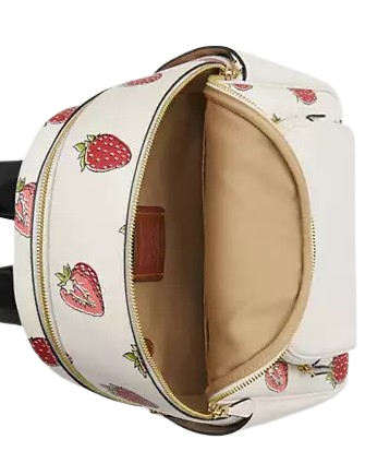 Coach Court Backpack with Strawberry Print - Stylish Women's Leather Backpack for Work, School & Travel | Trendy Crossbody Bag for Everyday Use