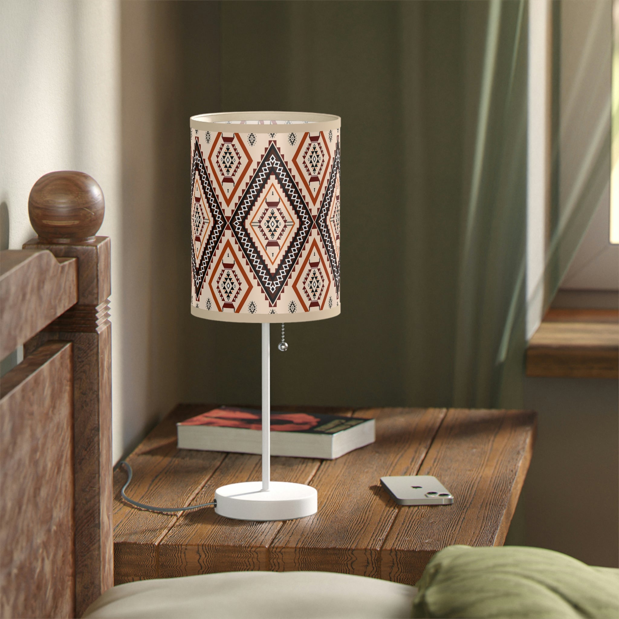 Southwestern Style Table Lamp for Bedroom & Living Room - Adjustable Reading Light with US/CA Plug - Perfect for Nightstands, Sofa Side Tables and Home Office Desks