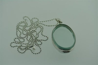 Large Oval Resin Locket on 70cm Ball Chain - Sterling Silver Pendant Necklace for Women, Perfect for Gifts, Memorial Jewelry & Everyday Wear