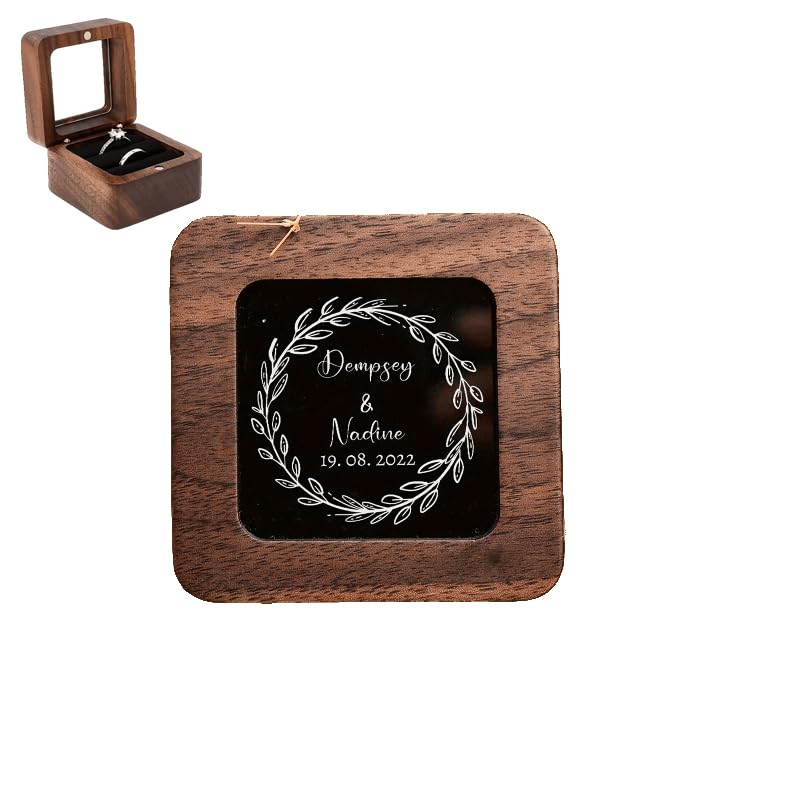 Personalized Engraved Wooden Ring Box - Custom Proposal Engagement Ring Holder, Wedding Ring Bearer Box - Romantic Anniversary Gift for Her - Perfect for Proposals, Weddings & Special Occasions