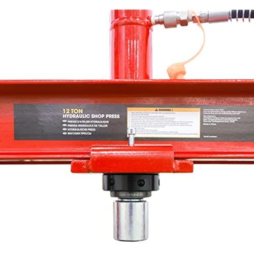 12 Ton (24,000 lb) Capacity Torin ATY12001B-1 H-Shape Hydraulic Bench Press with Stamping Plates - Heavy Duty Garage & Shop Tool for Metalworking, Automotive Repair, and DIY Projects (Red)
