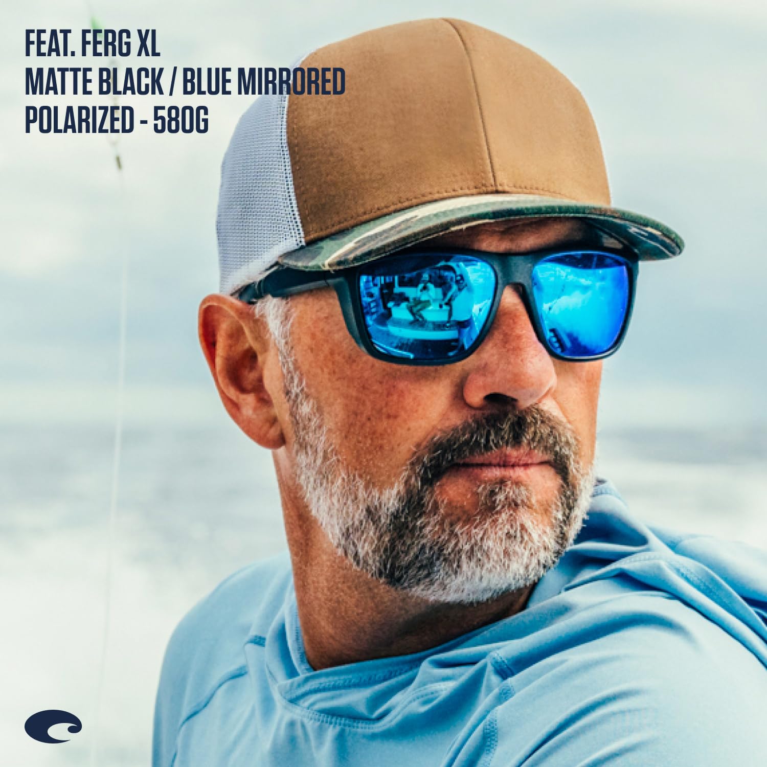 Costa Del Mar Men's Ferg XL Rectangular Polarized Sunglasses for Fishing, Driving & Outdoor Activities - UV Protection & Anti-Glare Lenses