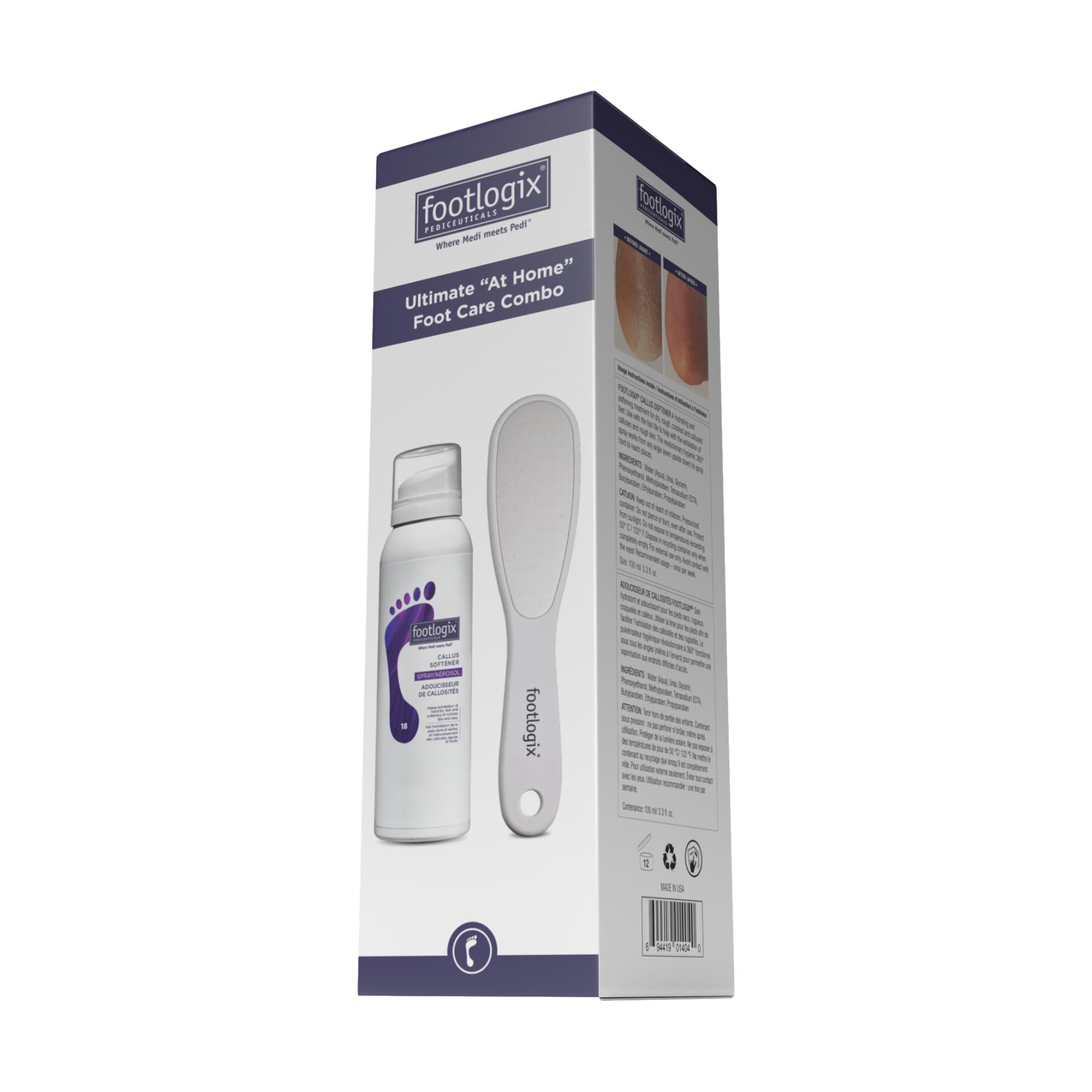 Footlogix Callus Combo - Professional Foot Care Treatment for Dry Cracked Heels & Calluses | At-Home Pedicure Solution for Soft Smooth Feet - Perfect for Spa Days & Self-Care Routines