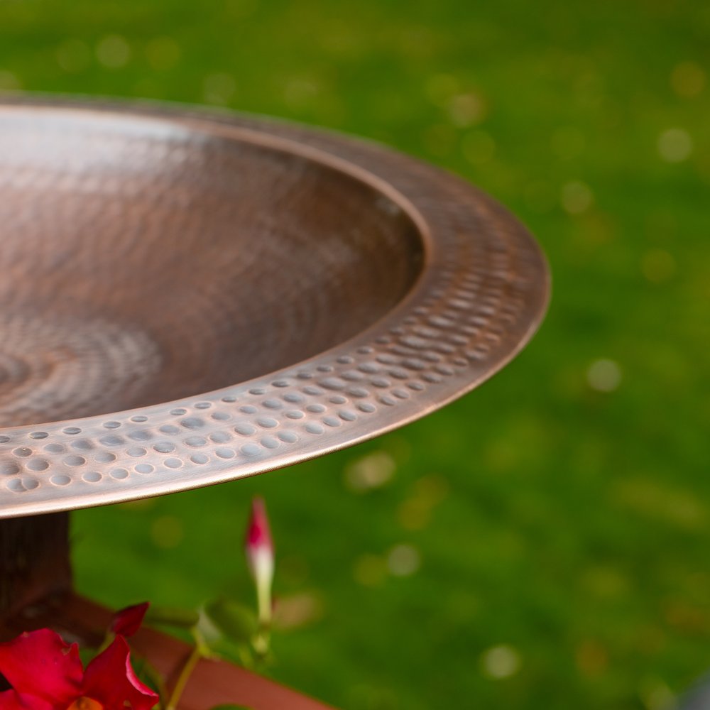 Achla Designs Hammered Copper Birdbath for 4x4 Post - Outdoor Garden Decor for Birds & Wildlife - Perfect for Backyard, Patio, and Garden Decorations
