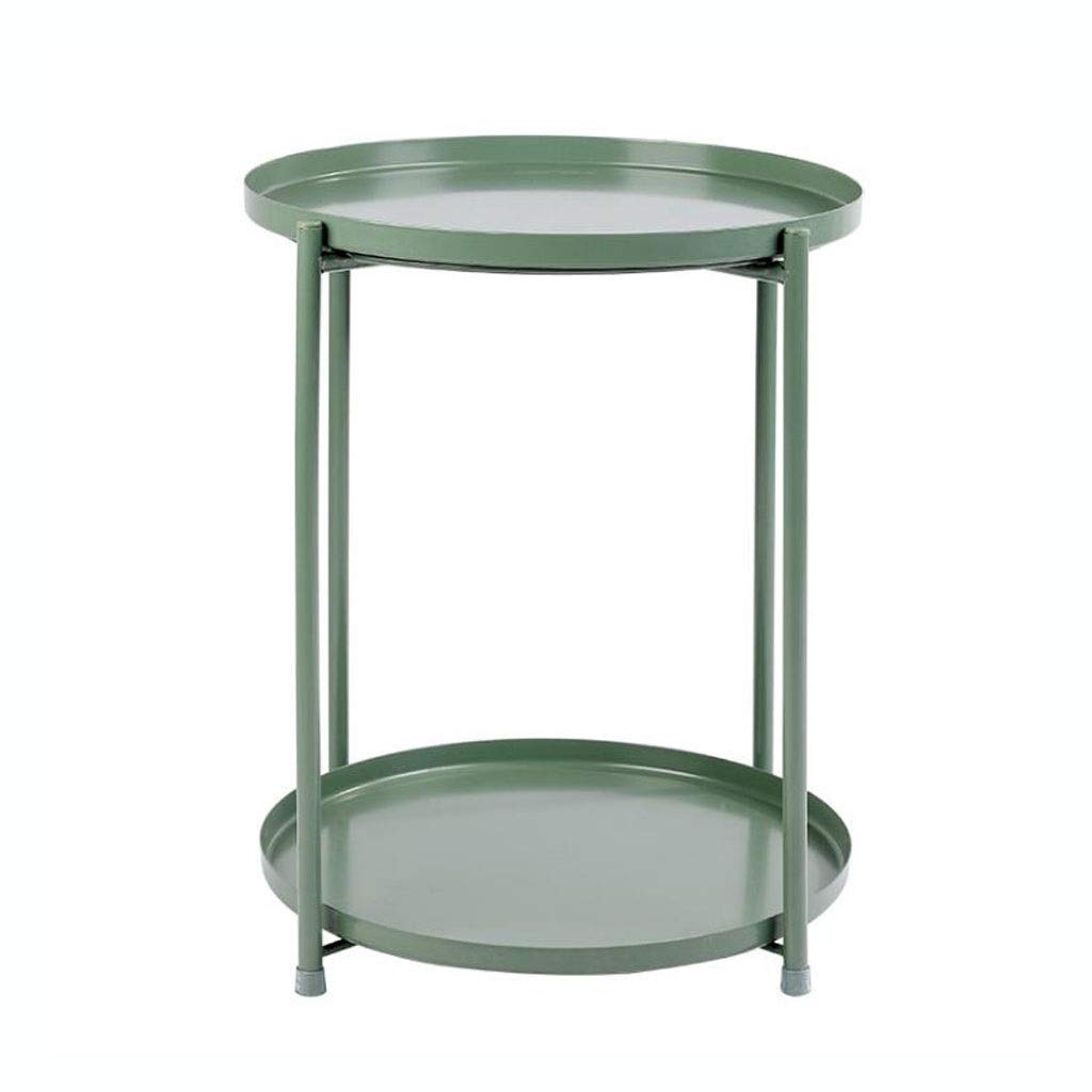 Round End Table with Storage Shelf - 2-Tier Nightstand, Side Table, Coffee Table for Living Room & Bedroom - 20.6