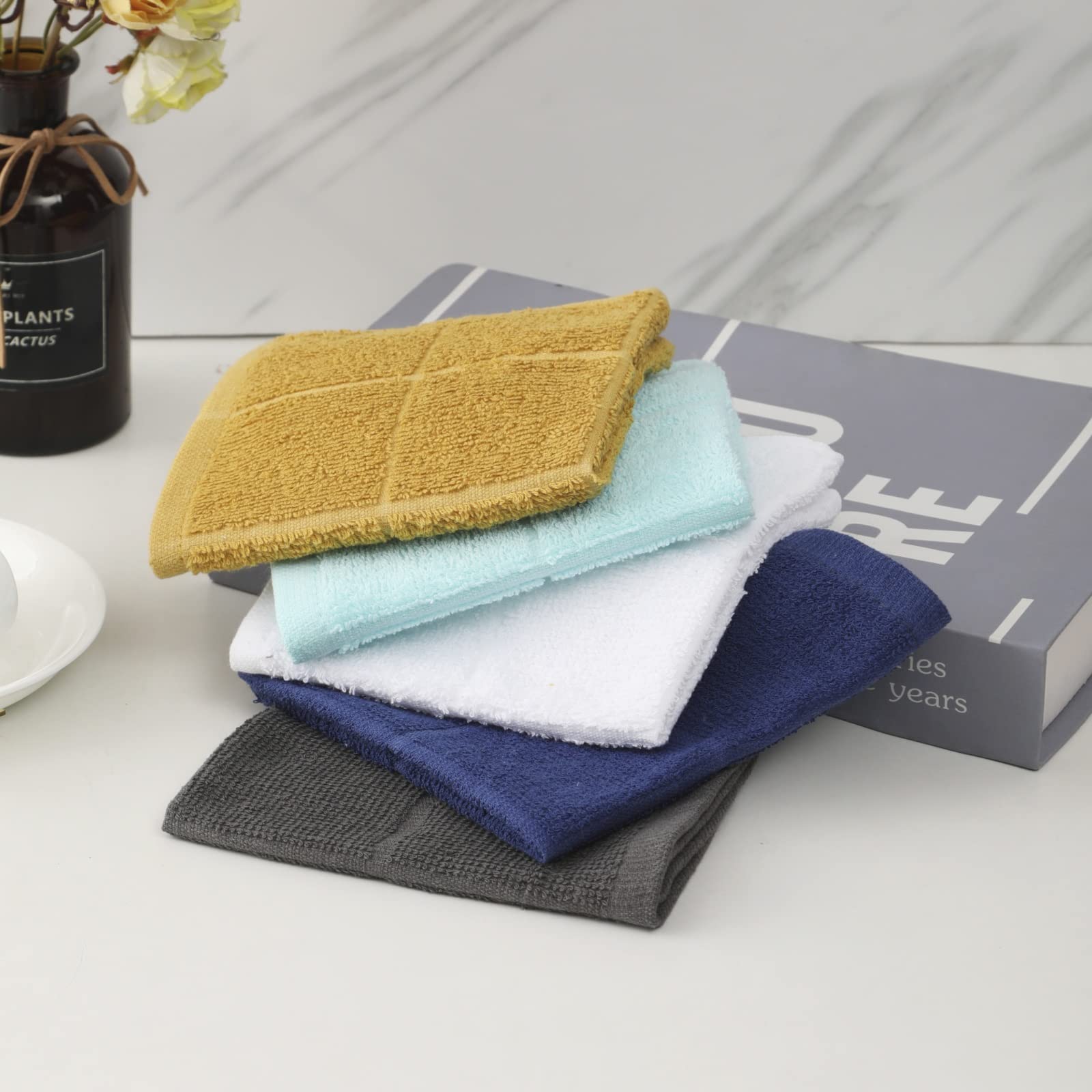 Glynniss 100% Cotton Dishcloths - Super Absorbent Kitchen Rags for Washing Dishes (Aqua Sky) - Perfect for Daily Cleaning