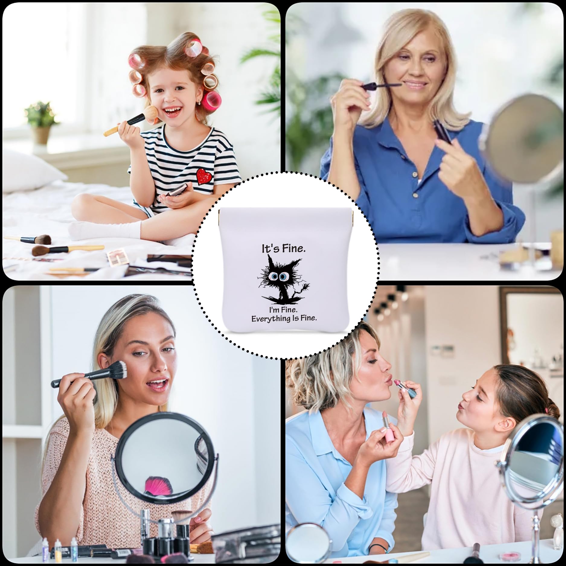 Black Cat Squeeze Coin Purse - Mini Makeup Bag for Women, Travel Cosmetic Organizer Pouch for Jewelry, Headphones & Accessories - Perfect Gift for Her, Friend, Sister, Niece & Coworker - Ideal for Travel, Daily Use & Party Essentials Storage