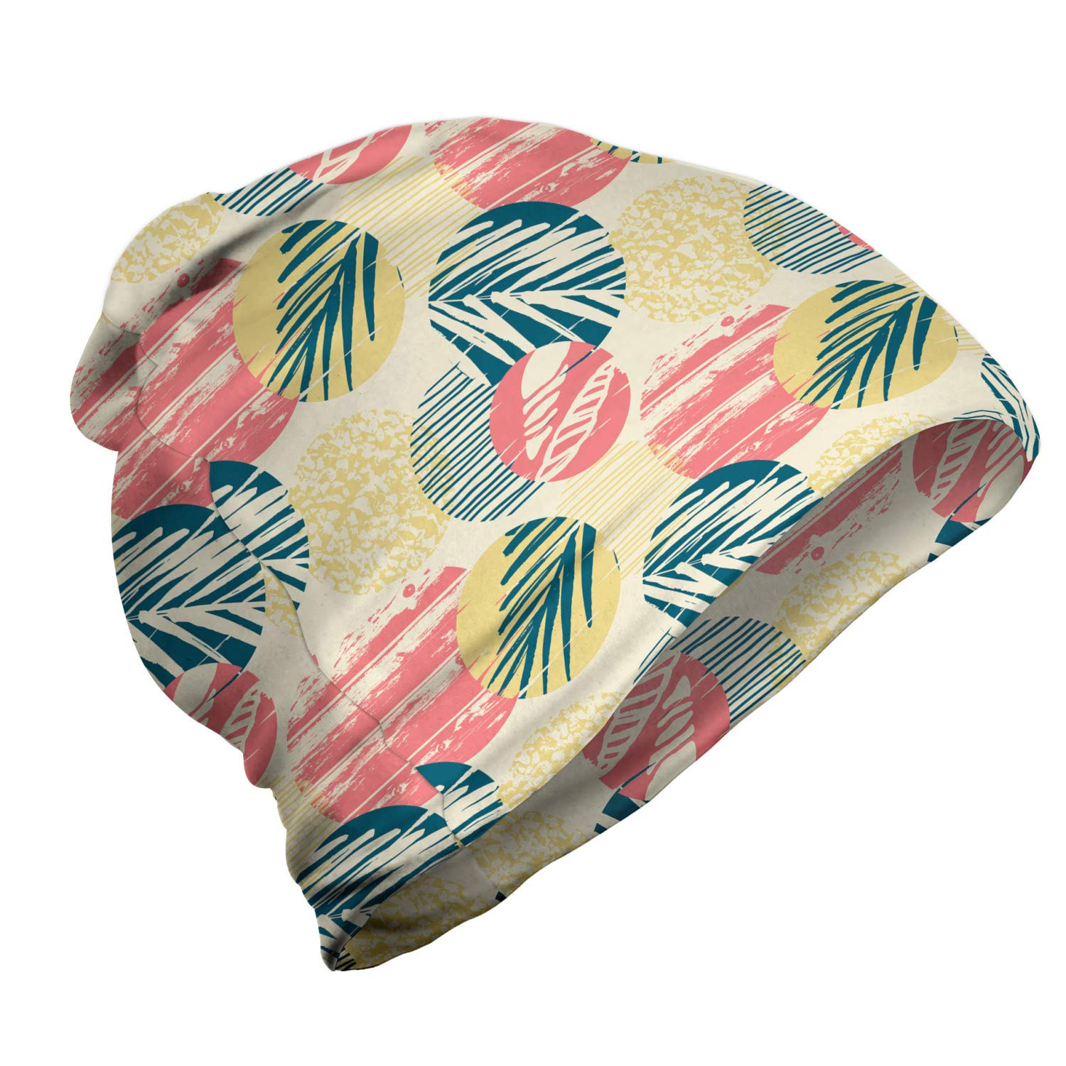 Ambesonne Unisex Beanie - Grunge Brazil Leaves Design - Warm Winter Hat for Men & Women - Perfect for Hiking, Camping & Outdoor Activities