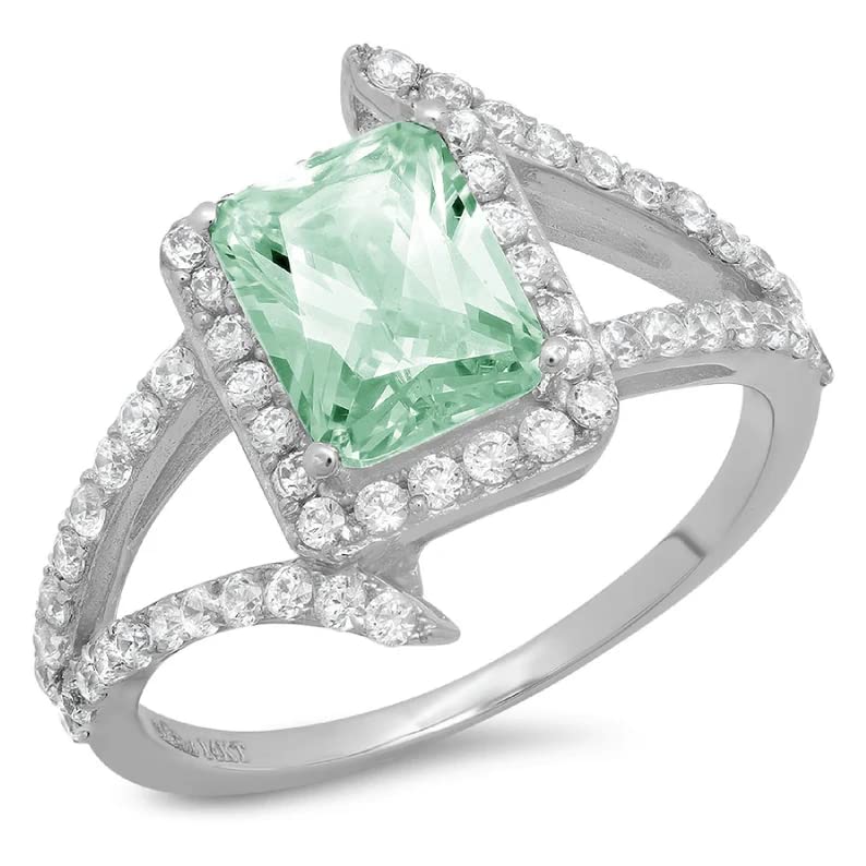 3 CT Radiant Green Moissanite Engagement Ring for Women - Vintage Halo Solitaire Wedding Band, Anniversary Promise Ring in Gold/Silver - Perfect Gift for Brides, Fiancées & Couples - Ideal for Proposals, Weddings & Special Occasions