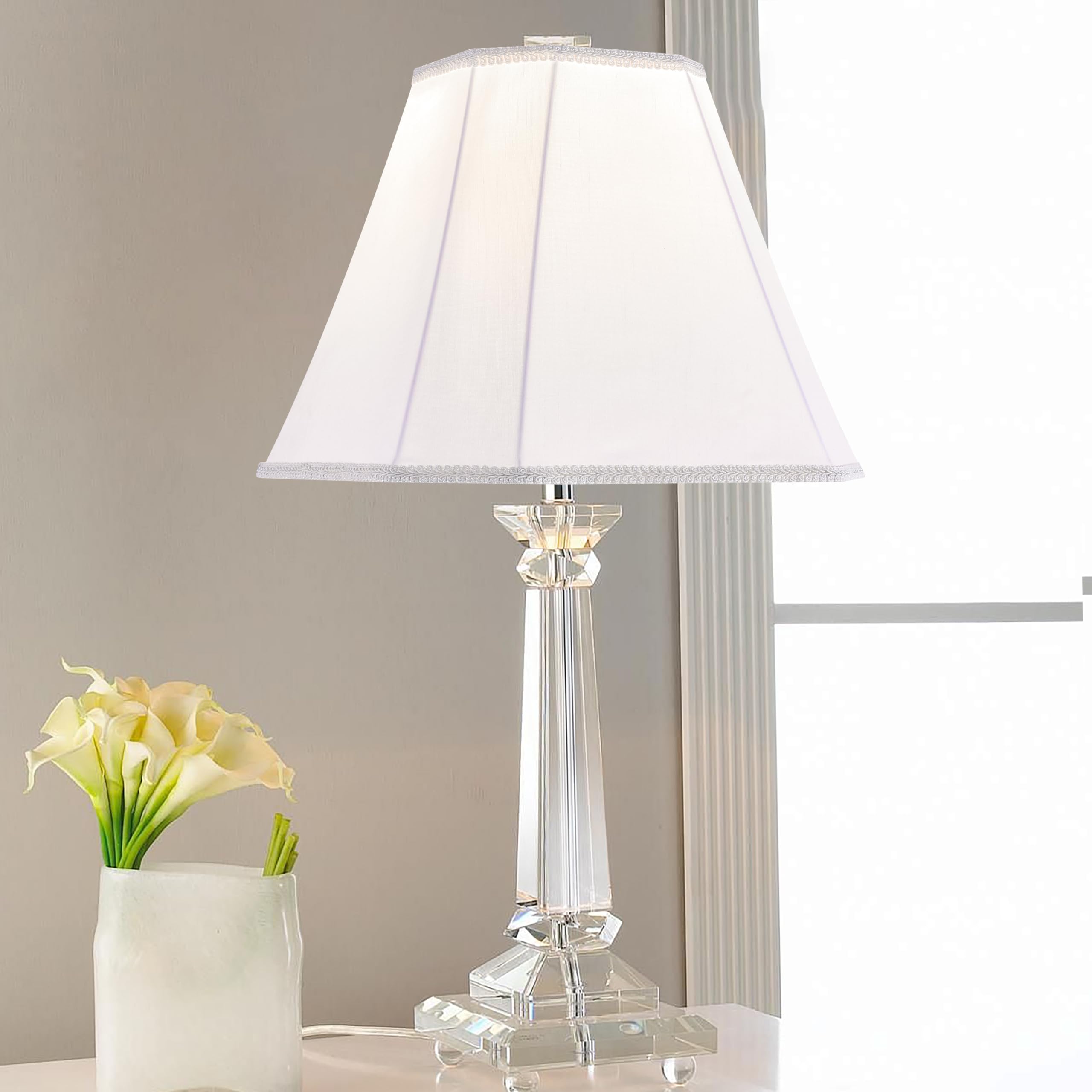 GO&SO White Bell Lamp Shades Set of 2 - Scalloped Fabric Lamp Shade 6.5