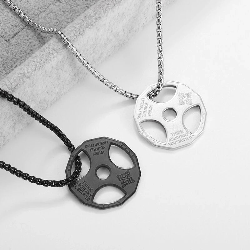 Titanium Steel Dumbbell Pendant Necklace for Men - Gym & Fitness Jewelry Gift - Perfect for Workout Enthusiasts, Bodybuilders, and Sports Lovers (Great for Gym, Weightlifting, and Casual Wear)