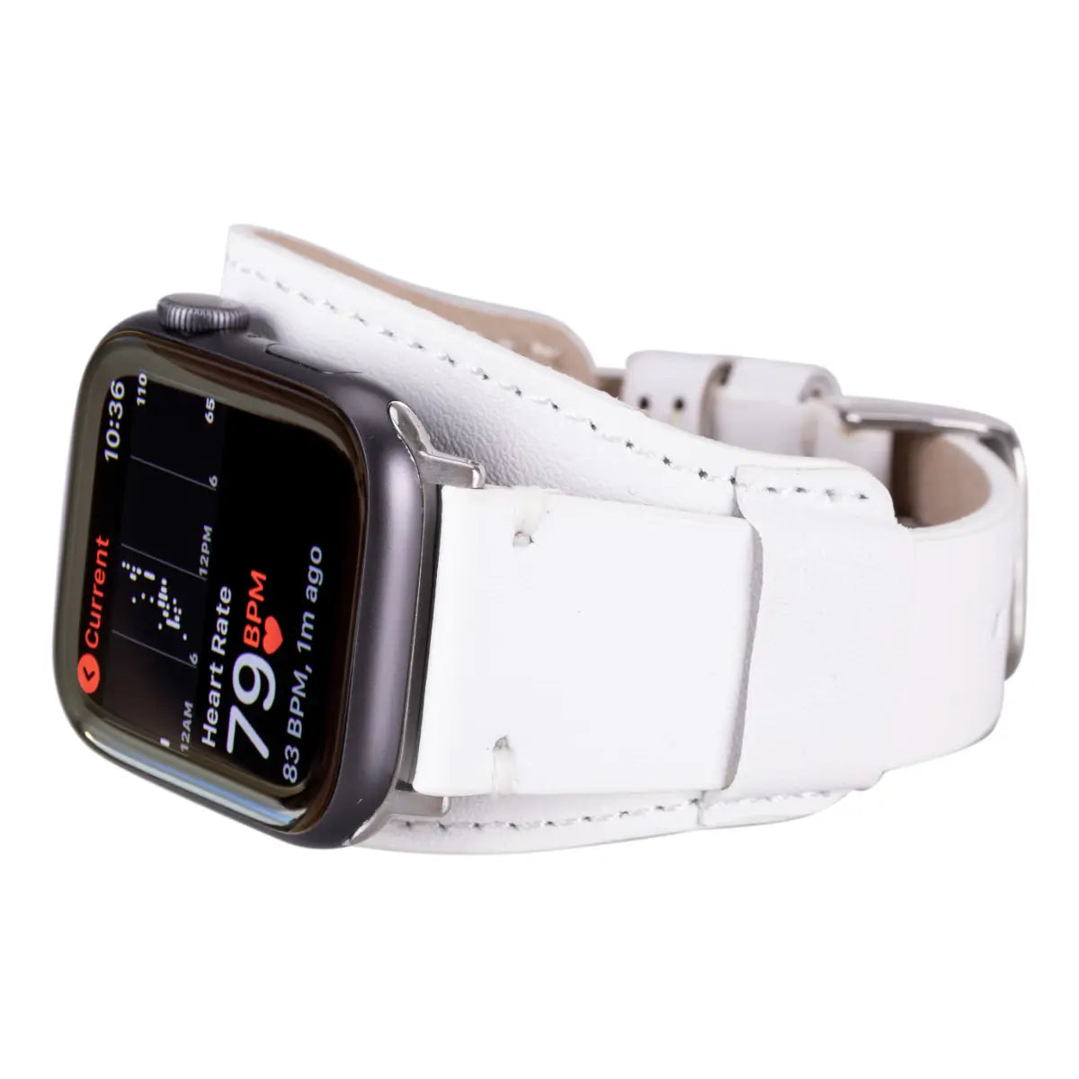 Premium White Leather Cuff Strap for Apple Watch - Elegant & Durable Replacement Band for Work, Gym & Everyday Wear