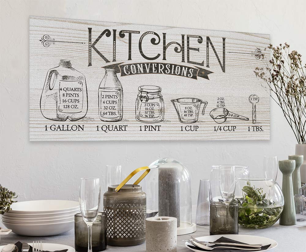 Farmhouse Kitchen Conversion Chart - 12x24 Canvas Wall Art for Chefs & Bakers | Cooking Measurement Guide & Decor