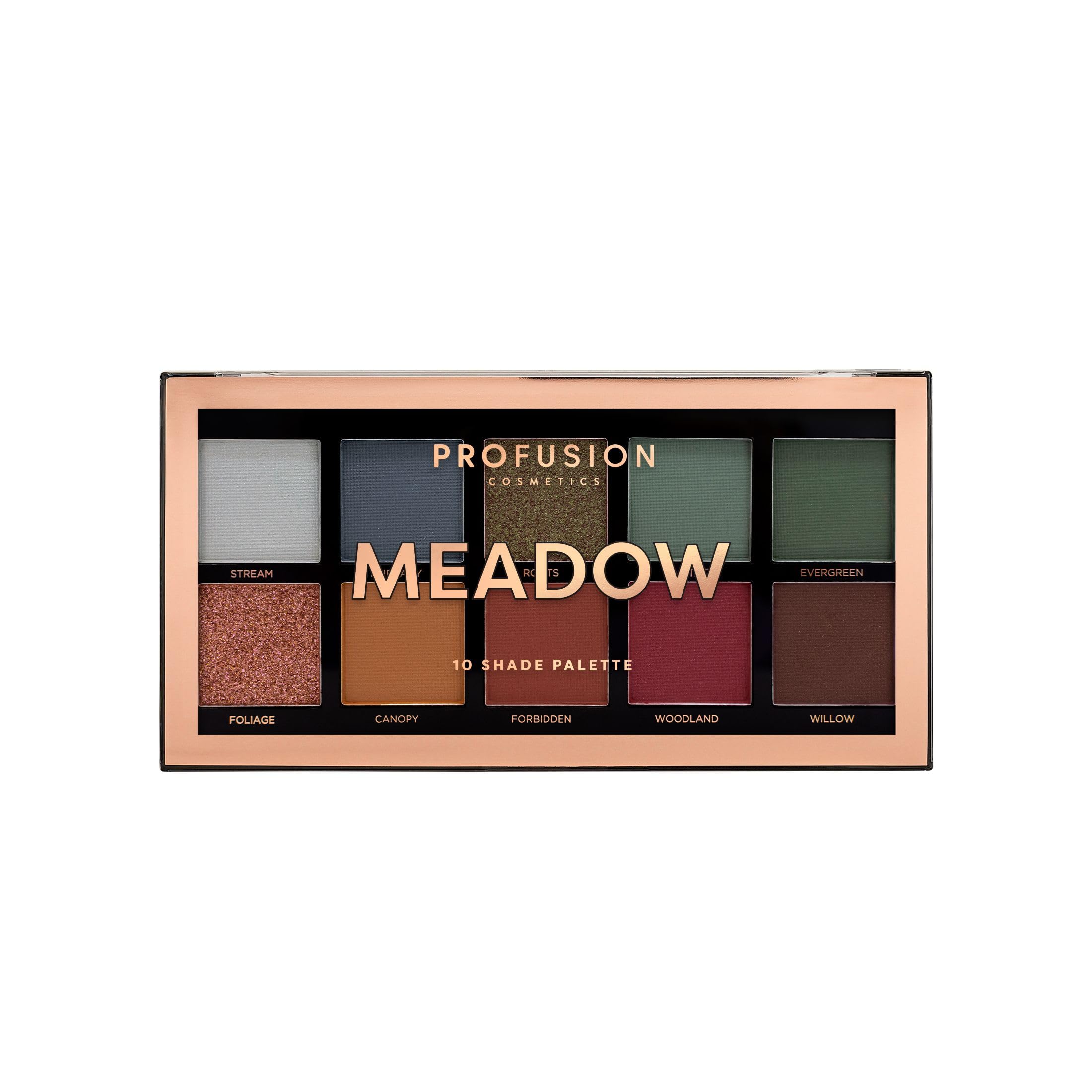Profusion Cosmetics 10 Shade Eyeshadow Palette - Highly Pigmented Vegan Eyeshadow with Matte & Shimmer Finishes | Cruelty-Free Makeup for Everyday & Party Looks | Compact & Travel-Friendly Eyeshadow Kit for On-the-Go Beauty