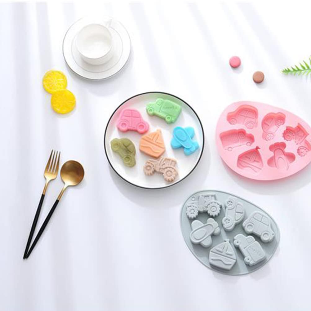 2-Piece Silicone Baking Mold Set - Vehicle Chocolate & Candy Molds, Reusable Cookie & Cake Molds for Baking, Perfect for Kids' Birthday Parties, Baby Showers, and DIY Dessert Decorations