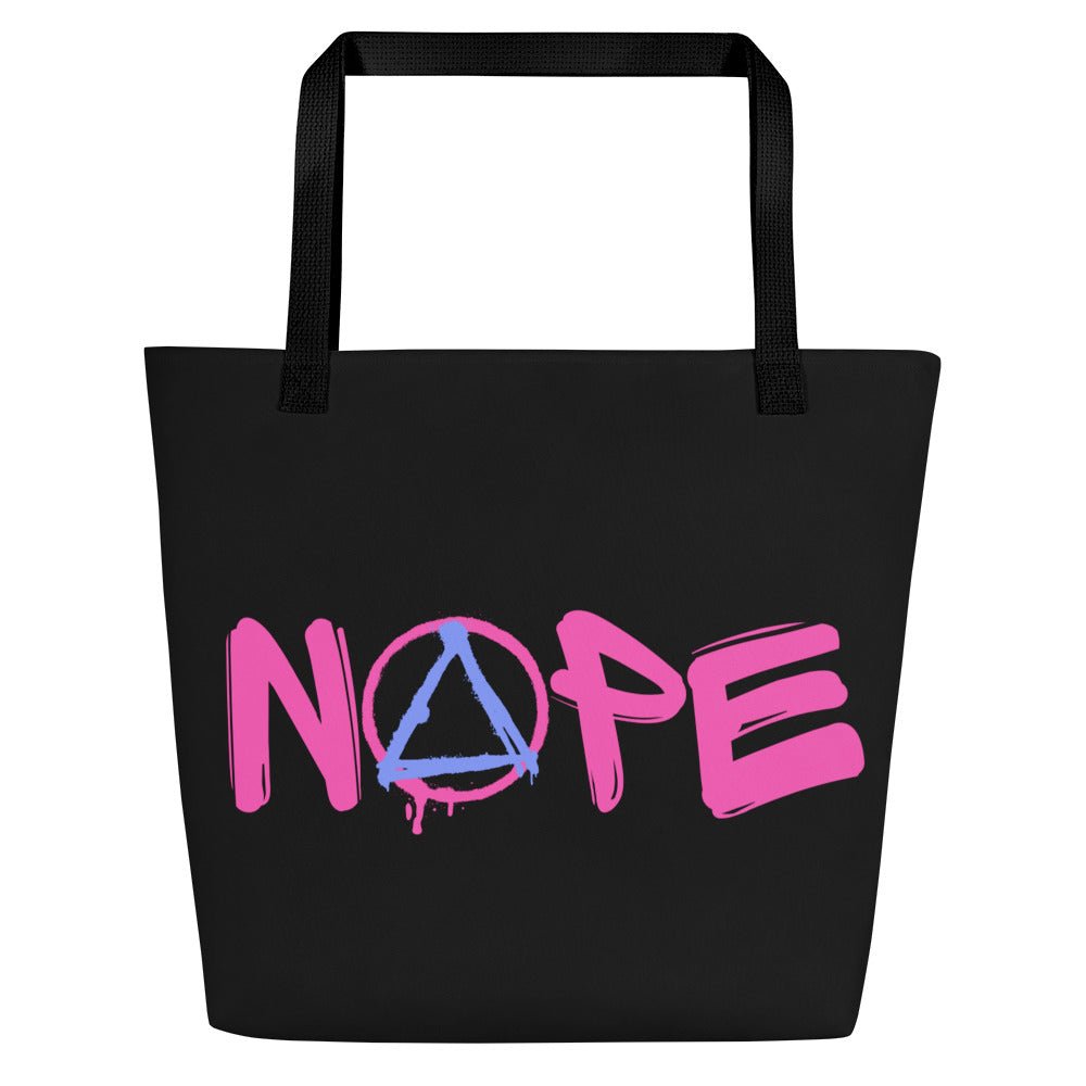 NOPE Graffiti Sobriety Symbol Large Tote Bag - Stylish Reusable Shopping Bag for Recovery Support, Groceries & Beach Outings