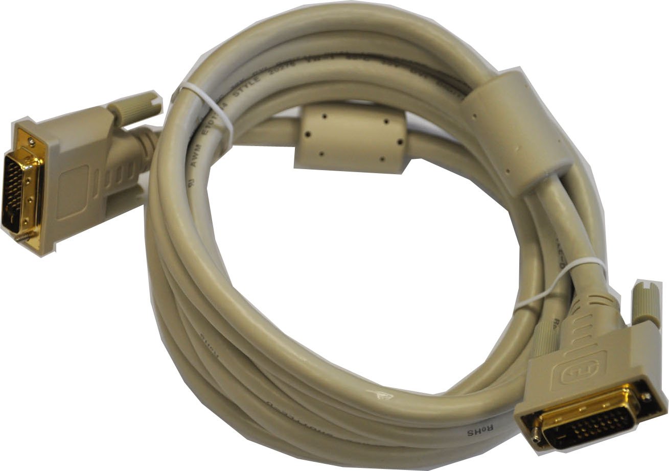 DVI-D Male to Male Dual Link Cable 10ft - High-Speed Digital Video Cable for Gaming, Home Theater & Office Monitors - Beige Color