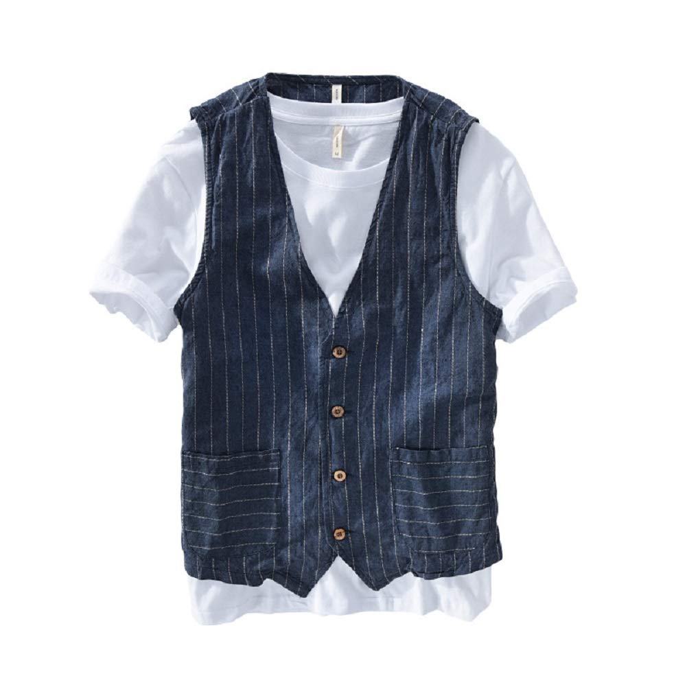 Lazutom Men's Summer Casual Cotton Linen Sleeveless Vest - Breathable Lightweight Waistcoat for Beach, Travel & Outdoor Activities