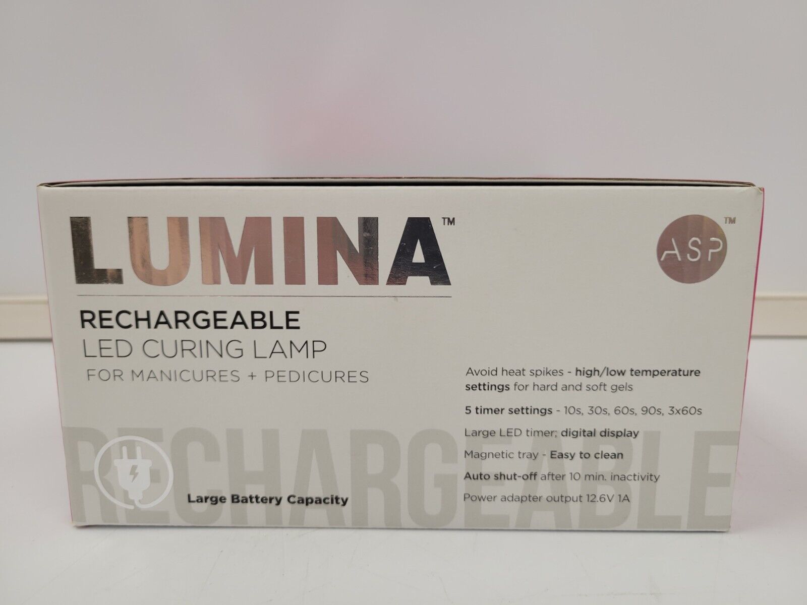 Lumina By ASP ASN S10 Rechargeable LED/UV Curing Lamp for Nails - Professional Gel Polish Curing Light for Manicure & Pedicure at Home or Salon