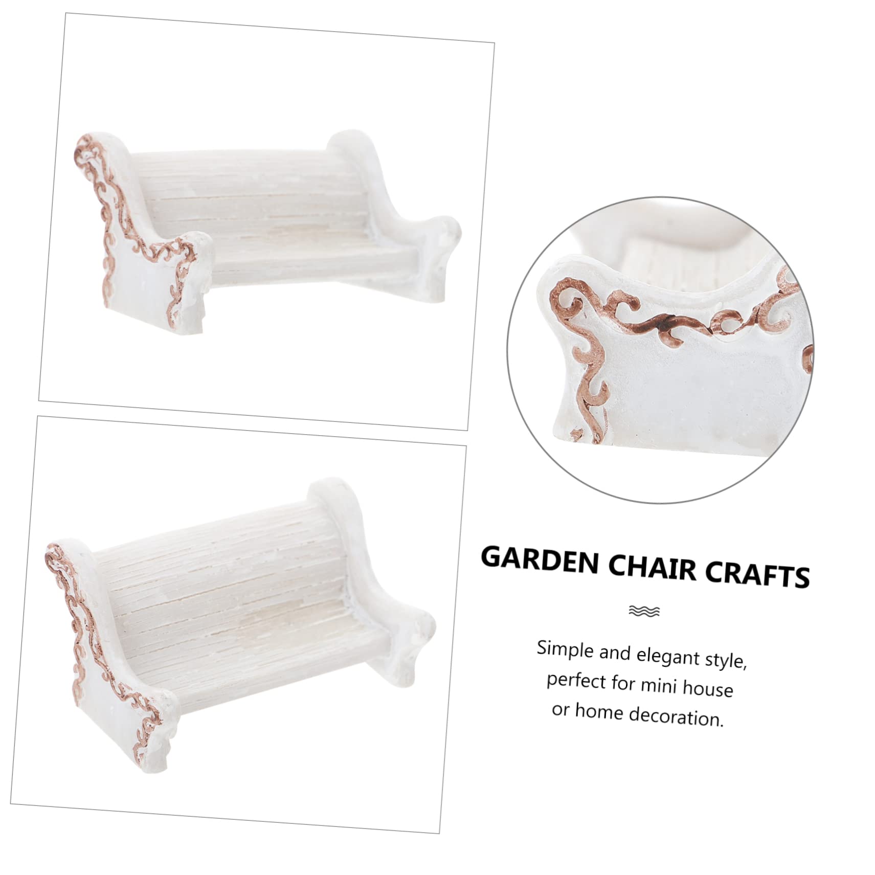 BESPORTBLE 8-Piece White Resin Garden Chair Set - Miniature Dollhouse Furniture, Outdoor Bench & Sofa Decor for Fairy Gardens, Terrariums, and DIY Craft Projects