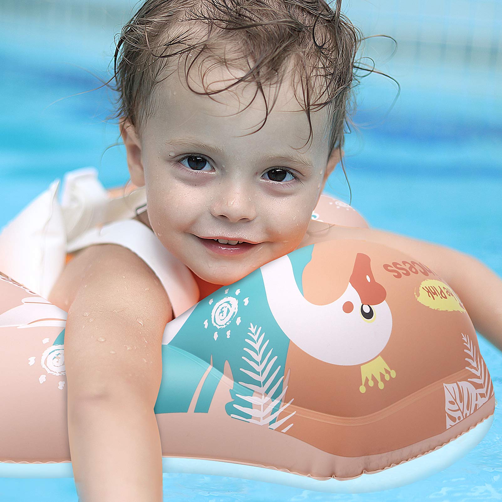 Free Swimming Baby Inflatable Float with Sun Canopy - Large Pink Pool Floaties for Infants 3-36 Months, Perfect for Backyard Pools, Beach Trips & Summer Water Play