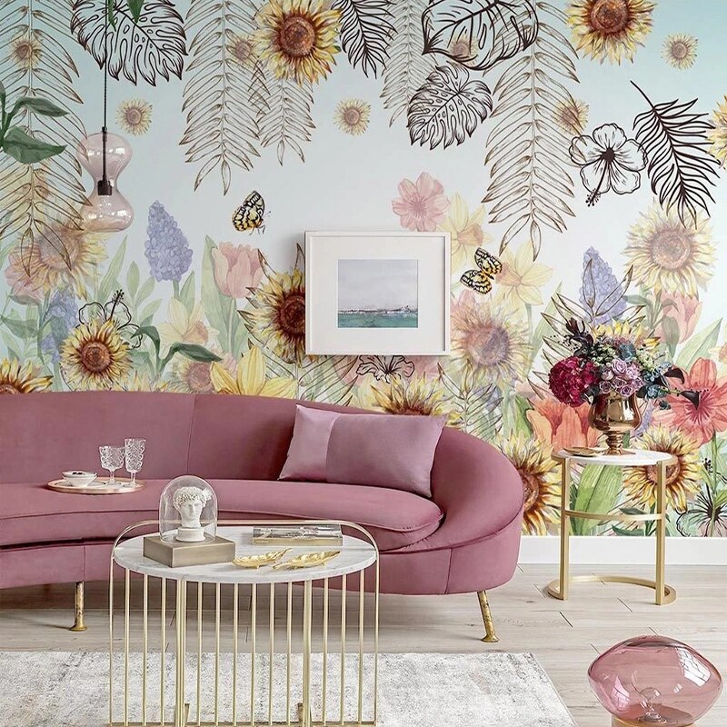 Stylish Botanical Leaf Wallpaper for Living Room & Bedroom Decor - Perfect for Home Interior Design & Accent Walls