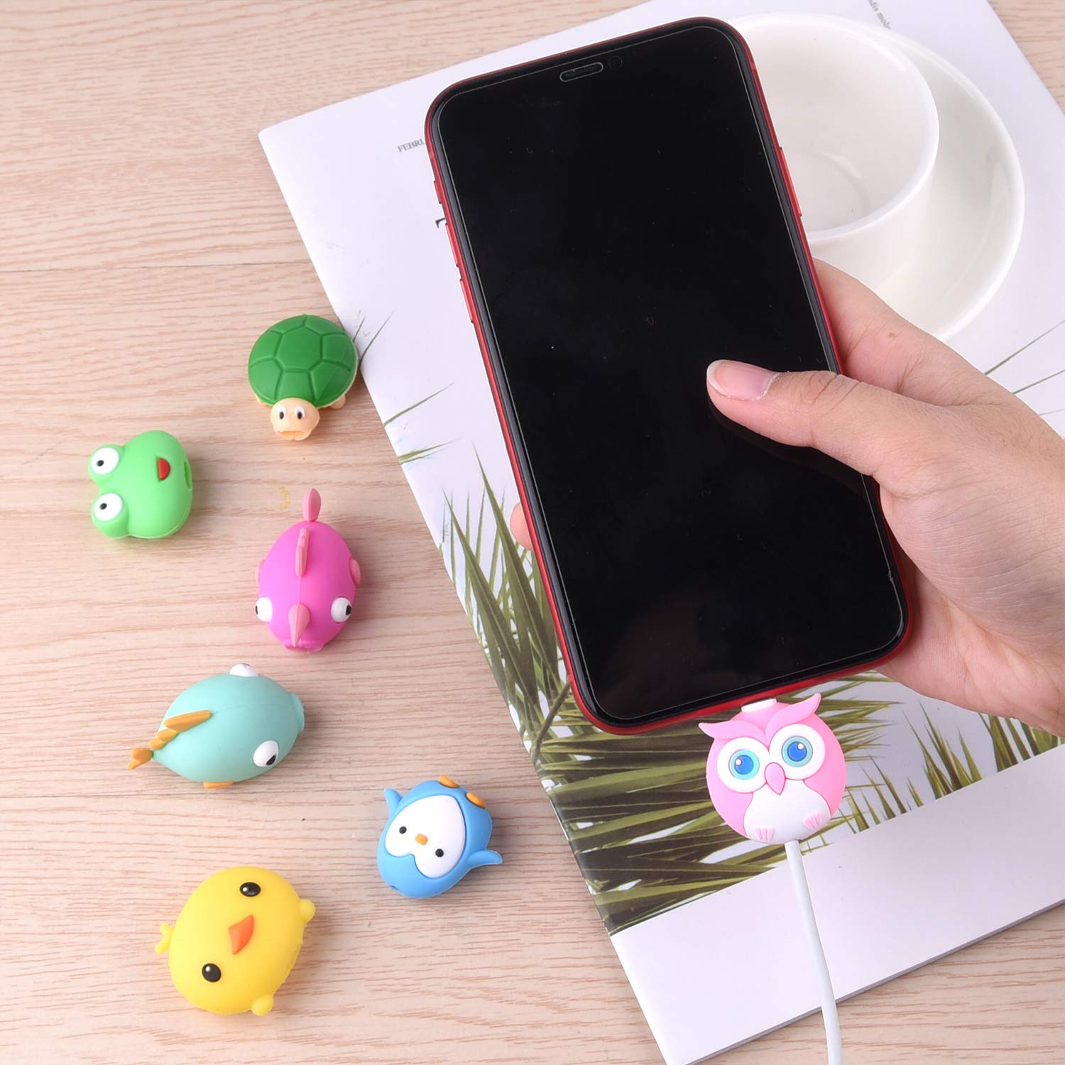 TUPARKA 18pcs USB Lightning Cable Protector - Cute Fish Animal Design Charging Cable Saver for iPhone, Android Phones - Durable Plastic Phone Accessory to Protect USB Charger from Damage | Perfect for Home, Office, Travel & Daily Use