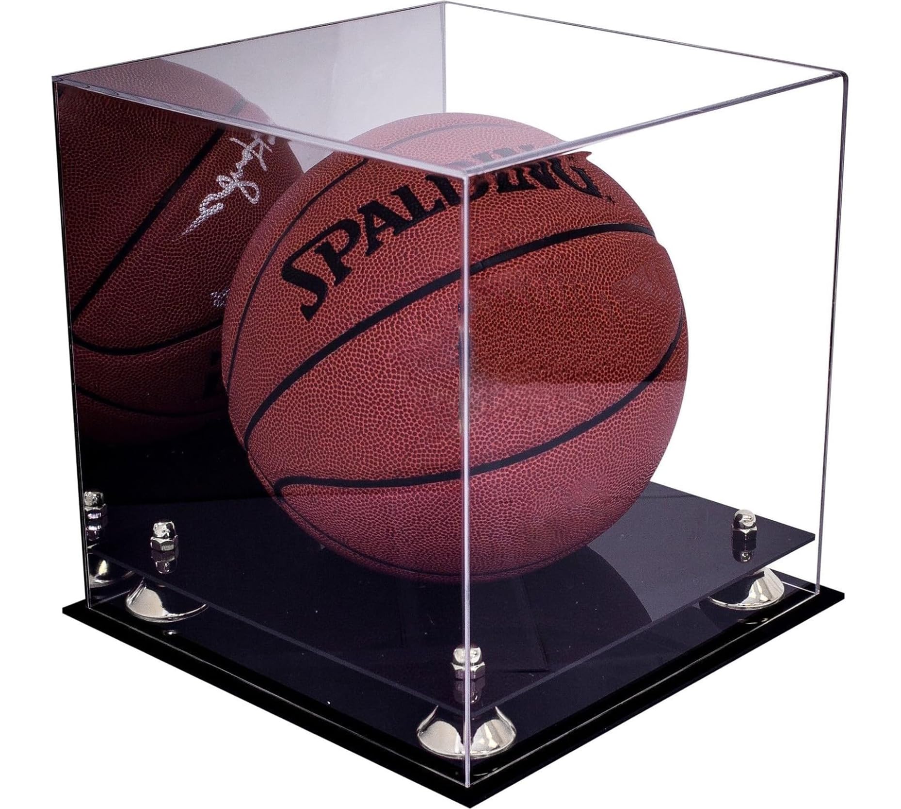 Acrylic Full Size Basketball Display Case with Risers - Premium Clear Protective Showcase for Collectible Basketballs - Perfect for Home, Office, or Sports Memorabilia Display