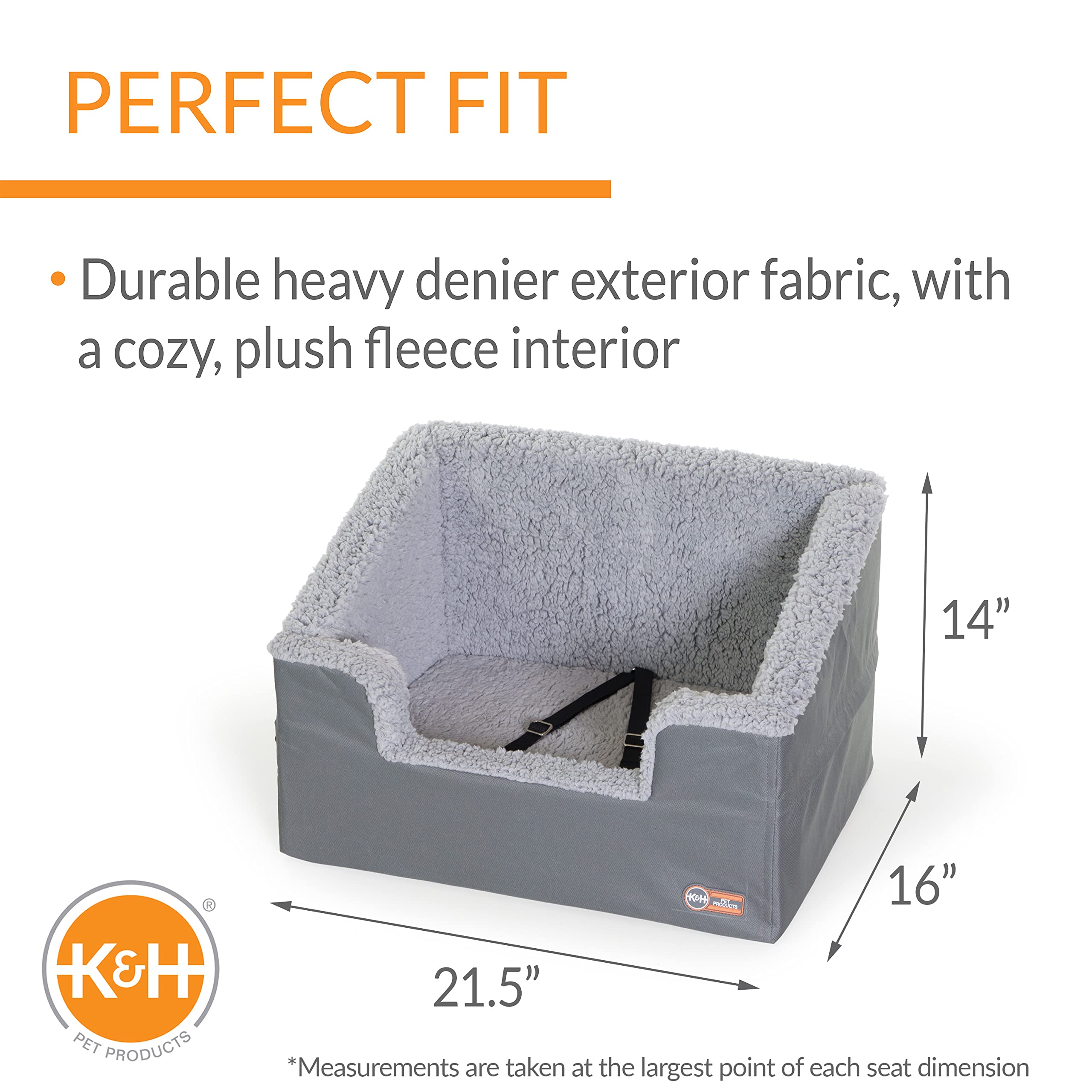 K&H Pet Products Large Rectangle Bucket Booster Pet Seat for Dogs & Cats - Collapsible Gray Car Travel Accessory | Safe & Comfortable for Road Trips, Vet Visits & Family Outings
