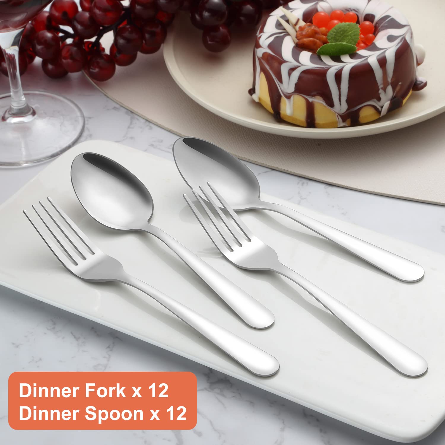 36-Piece Stainless Steel Forks and Spoons Set - 18 Forks & 18 Spoons - Food Grade, Mirror Polished, Dishwasher Safe - Perfect for Home, Kitchen, Restaurant, Catering & Outdoor Dining