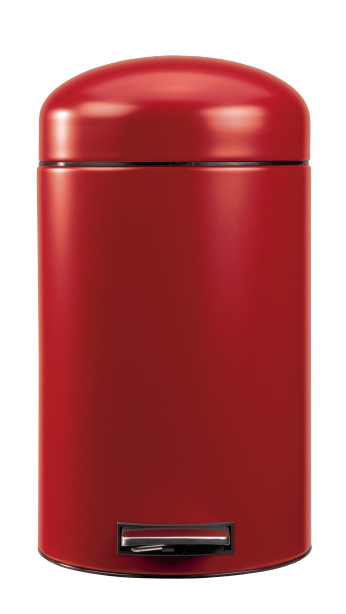 Brabantia 377709 Deep Red Step Can Retro Garbage Bin 12L - Stylish Kitchen Trash Can with Foot Pedal for Home, Office & Bathroom Waste Disposal