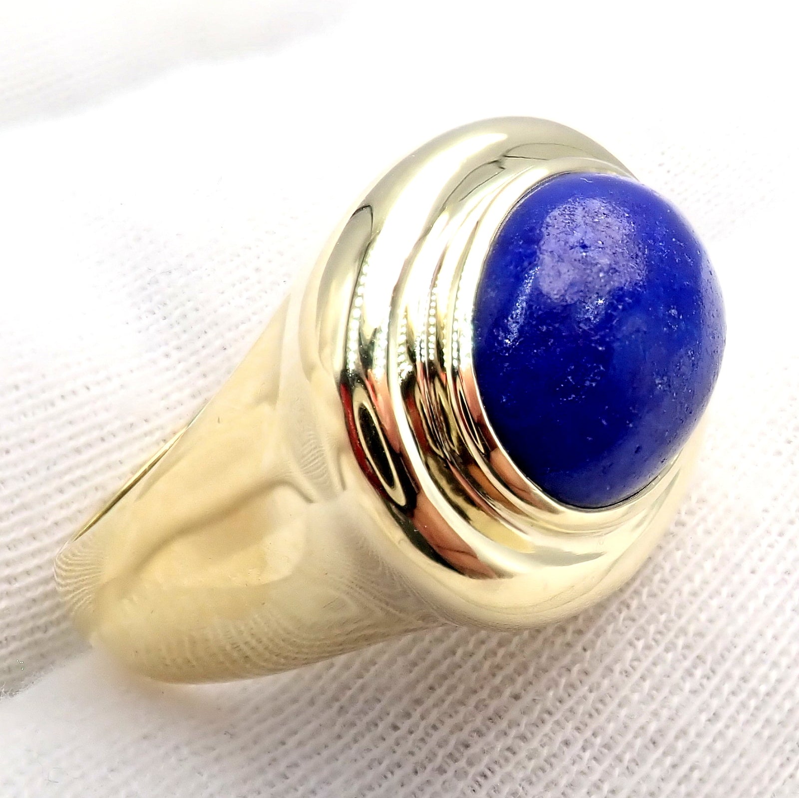 Authentic Tiffany & Co Paloma Picasso 18k Yellow Gold Large Lapis Oval Ring - Luxury Statement Jewelry for Women, Perfect for Weddings, Anniversaries & Special Occasions