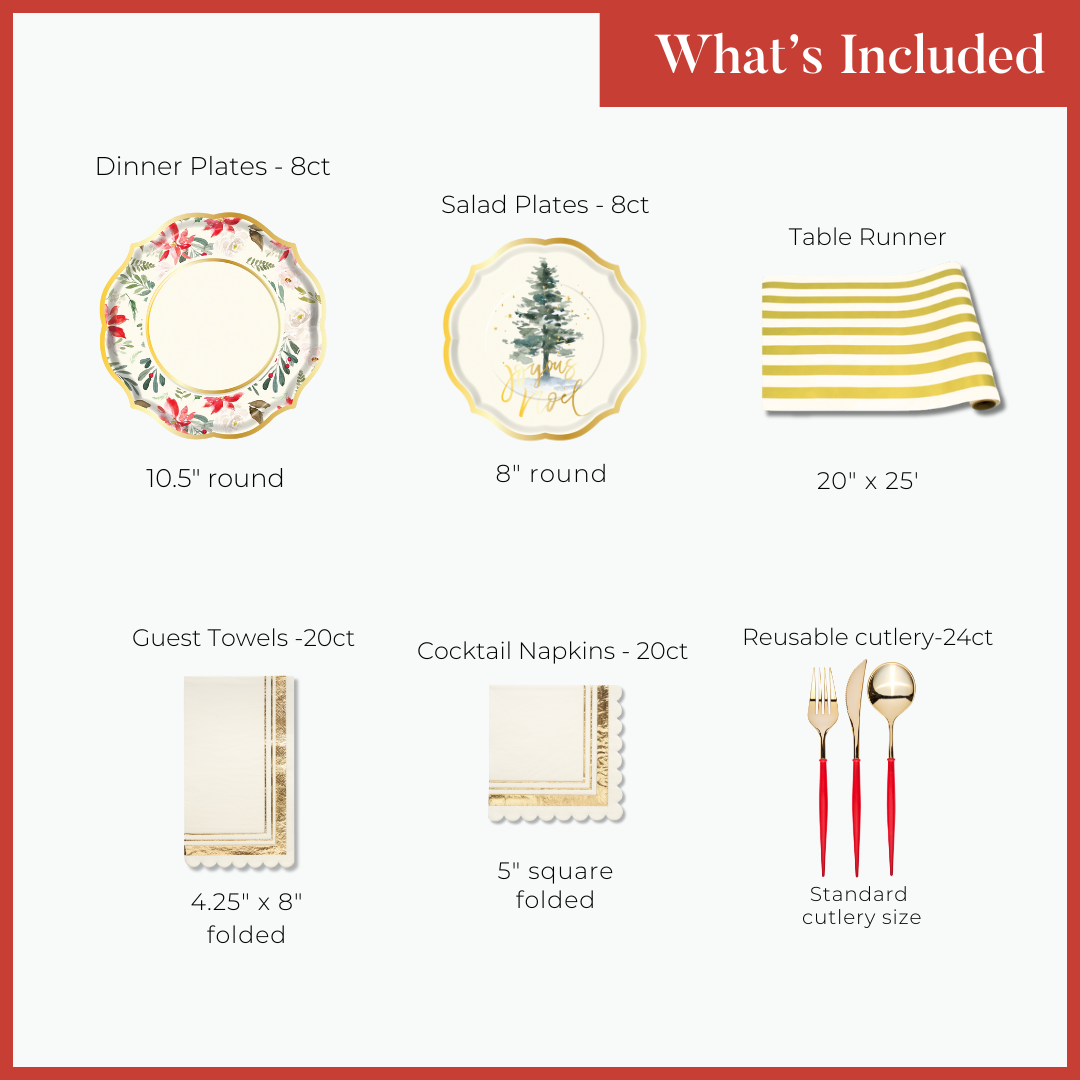 Elegant Winter Blossom Table Setting for Holiday Dinners & Special Occasions - Floral-Themed Dinnerware Set